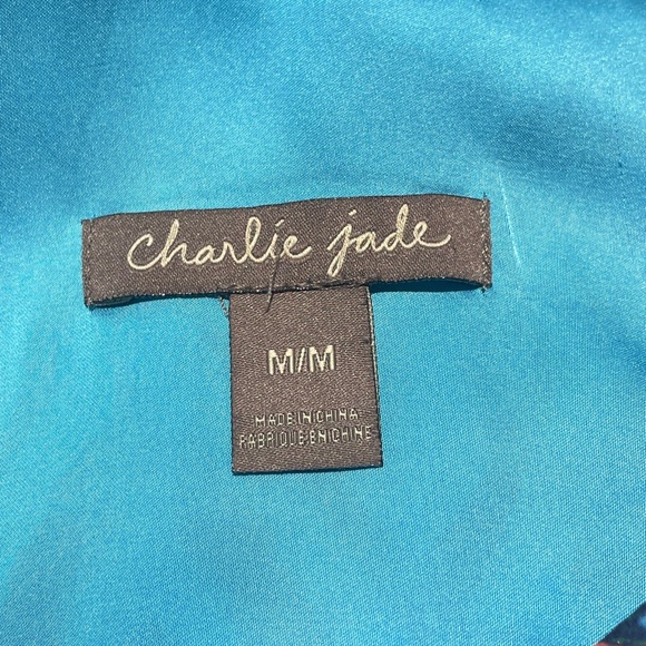 Charlie Paige abstract print spaghetti strap vacation summer maxi dress medium - Picture 11 of 15